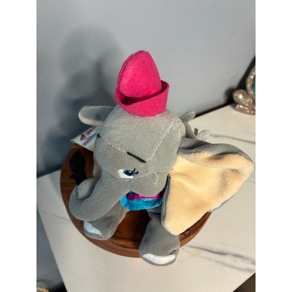 Vintage Disney Store Mini Bean Bag Dumbo 8” Plush Tagged 90s Era Circus Costume - Picture 4 of 11